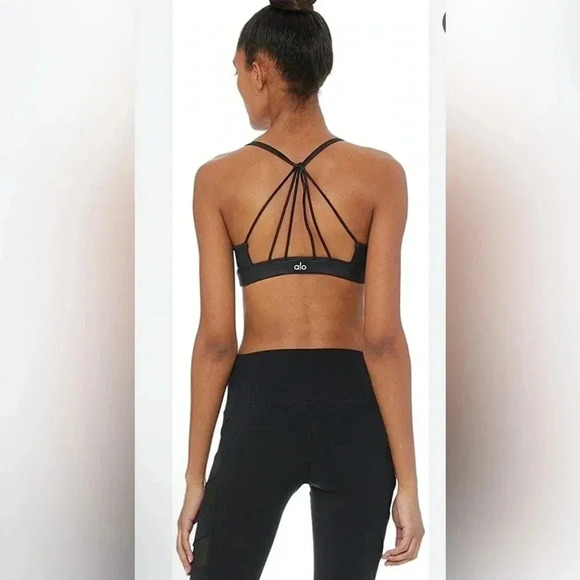 ALO Yoga Sunny Strappy Sports Bra in Black Size Small - Picture 1 of 6